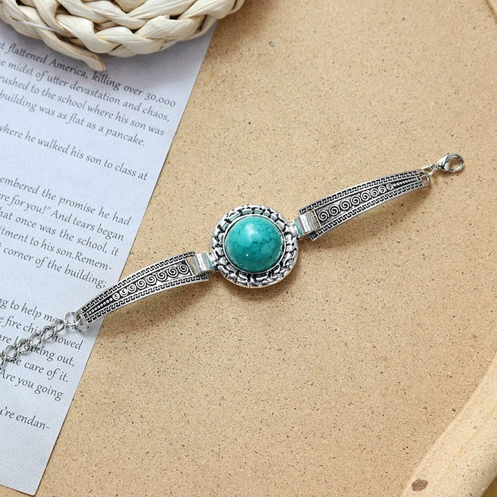 Collezione di bracciali etnici tribali vintage boho con pietre - Verde acqua - Girare - image 16
