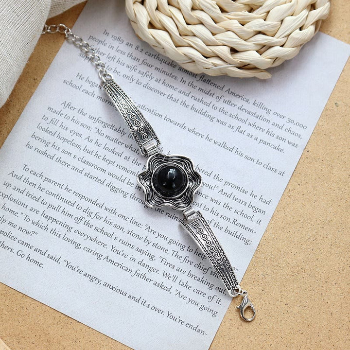 Collezione di bracciali etnici tribali vintage boho con pietre - Nero - Fiore - image 13