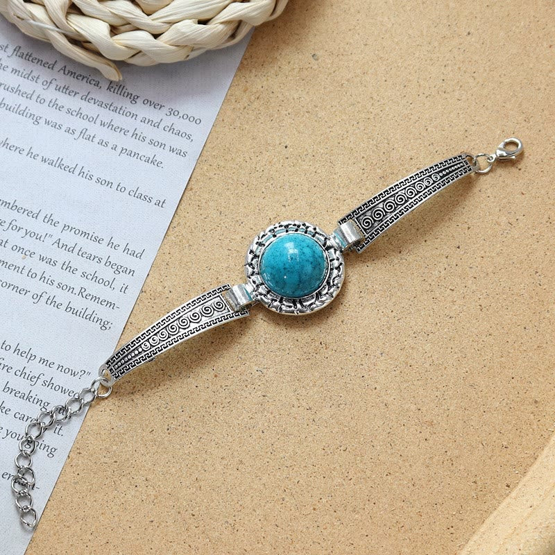 Collezione di bracciali etnici tribali vintage boho con pietre - Blu - Girare - image 15