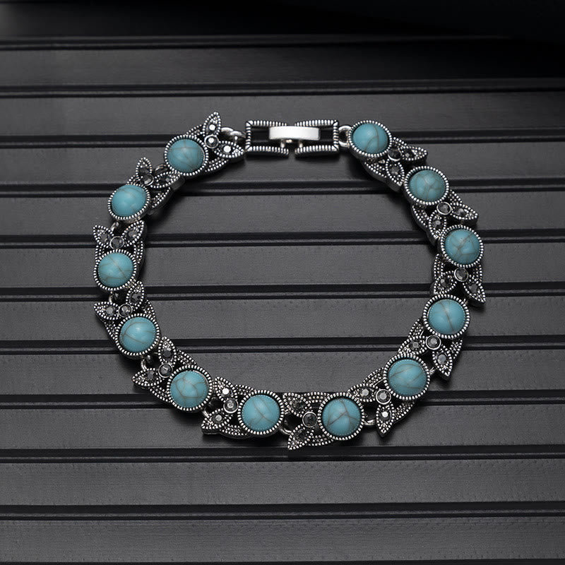 Bracciale chic boho vintage con pietra rotonda turchese - Stile n. 8 - image 5
