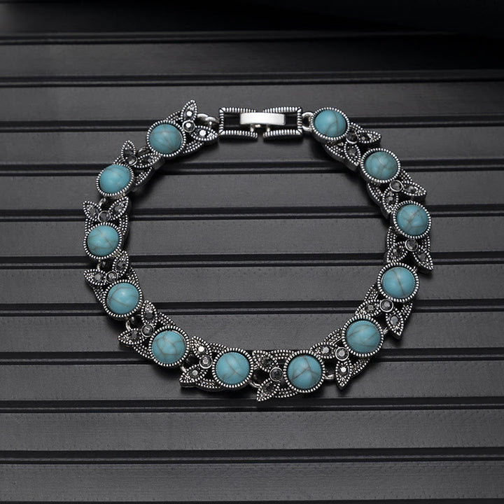 Bracciale chic boho vintage con pietra rotonda turchese - Stile n. 8 - image 5