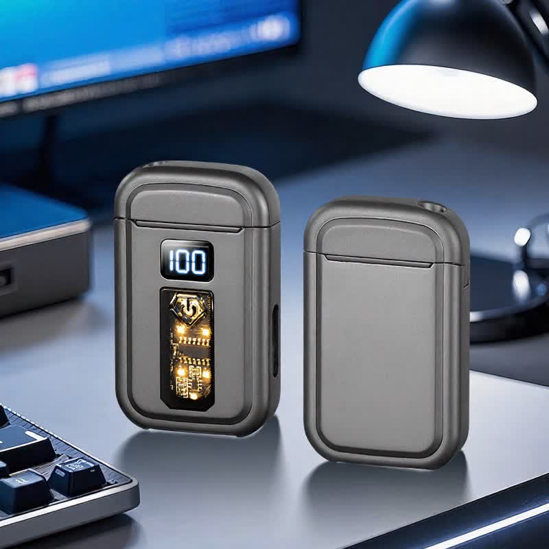 Accendino a butano 3 in 1 con torcia a LED e funzione arco plasma e torcia a getto, con luce LED integrata. - Grigio - image 11
