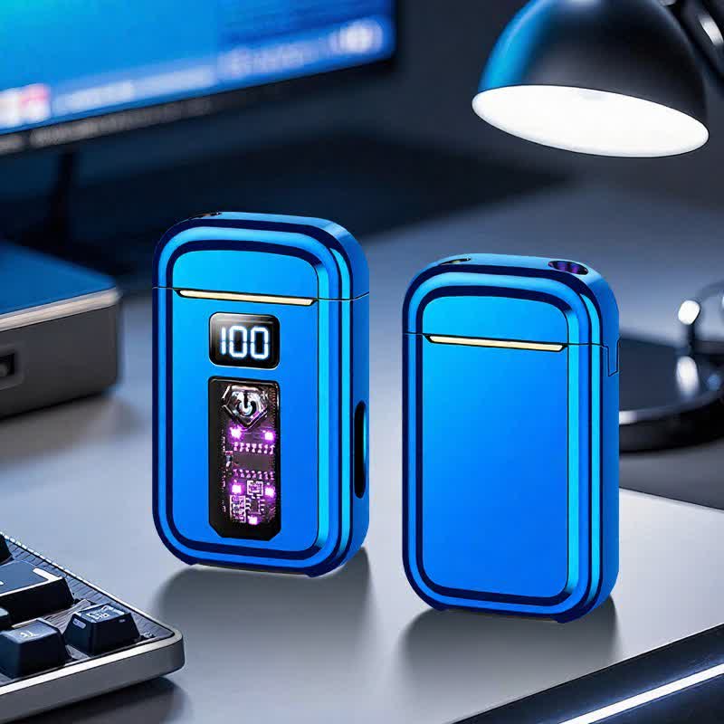 Accendino a butano 3 in 1 con torcia a LED e funzione arco plasma e torcia a getto, con luce LED integrata. - Blu - image 9