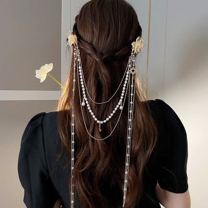 Catene per capelli da donna con velo di perle, stile dea, per matrimoni e feste. - Stile n. 2 - Oro - image 6