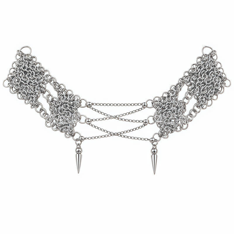 Collana girocollo Dark Coquette Punk in maglia metallica con nappe appuntite - image 2