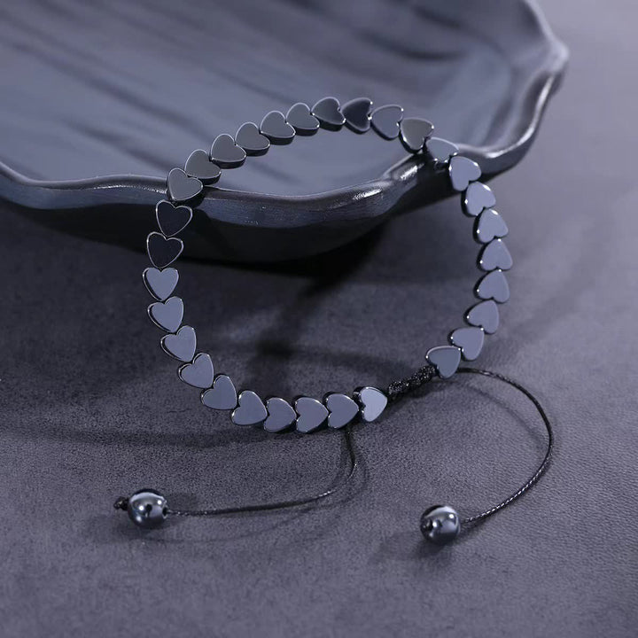 Bracciale intrecciato regolabile con perline di ematite nera Energy - image 2