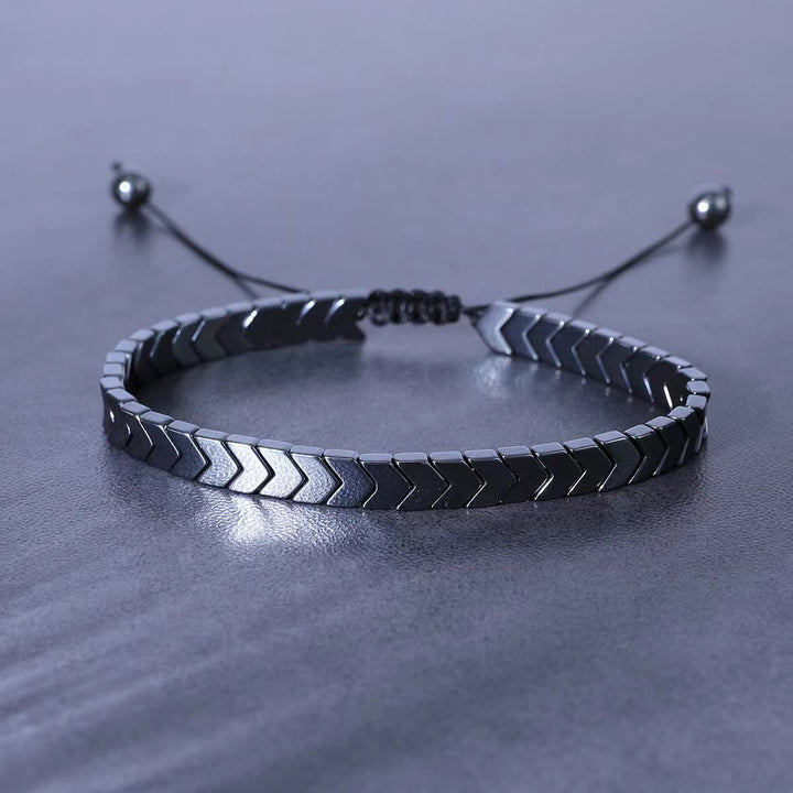 Bracciale intrecciato regolabile con perline di ematite nera Energy - Freccia - image 0