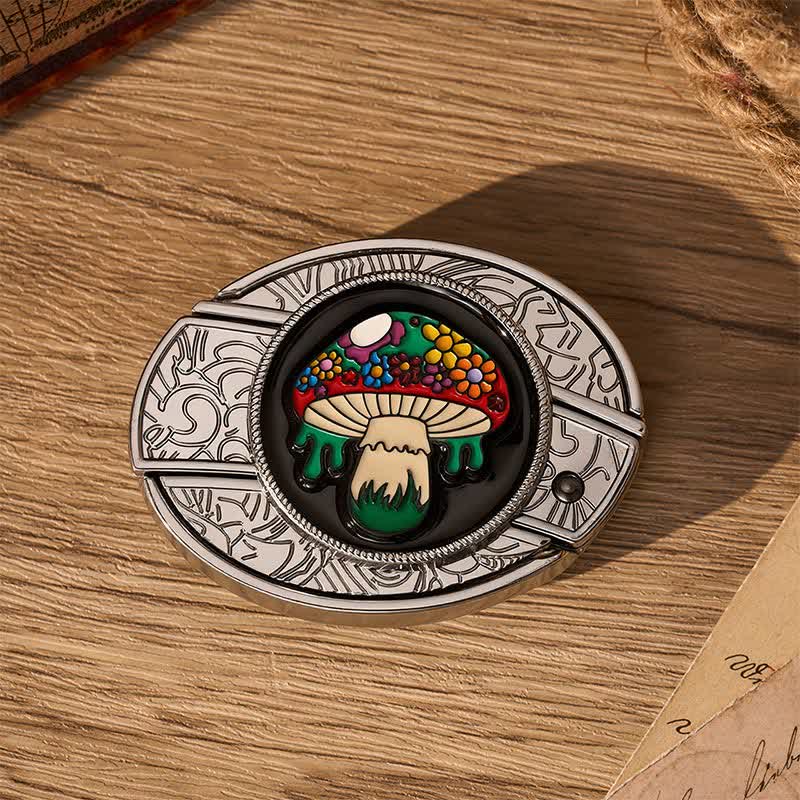 Cintura in pelle con fibbia a scomparsa a forma di fungo hippie colorato fai-da-te con coltello pieghevole. - image 9