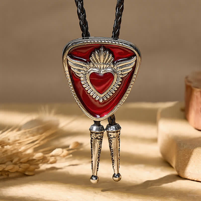 Cravatta bolo retrò western con alette e Sacro Cuore - image 3