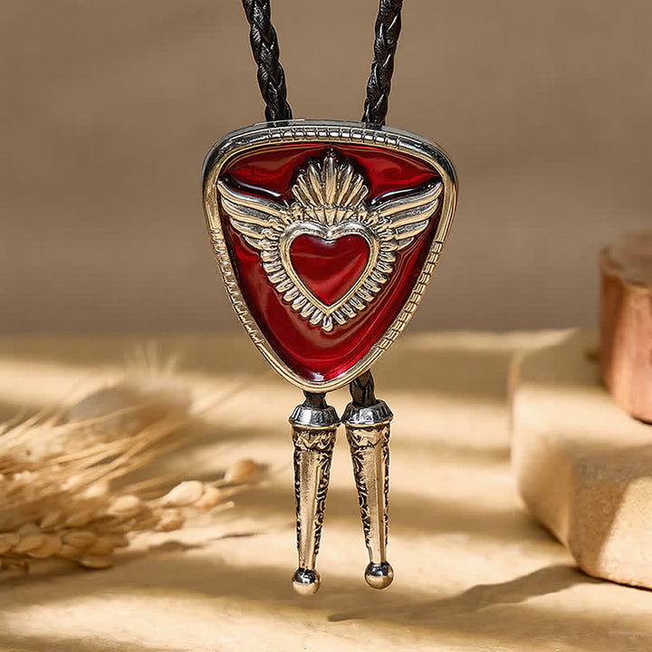 Cravatta bolo retrò western con alette e Sacro Cuore - image 3