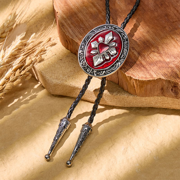 Cravatta bolo gotica western con cuore rosso e smalto nero - Rosso - image 2