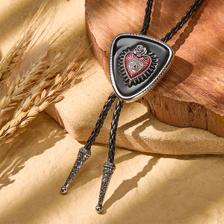 Bolo gotico western in smalto nero con Sacro Cuore - Nero - image 0