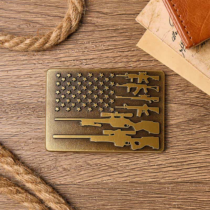 Cintura in pelle con fibbia da tiro da cowboy fai-da-te con bandiera del patriota e fucile. - image 1