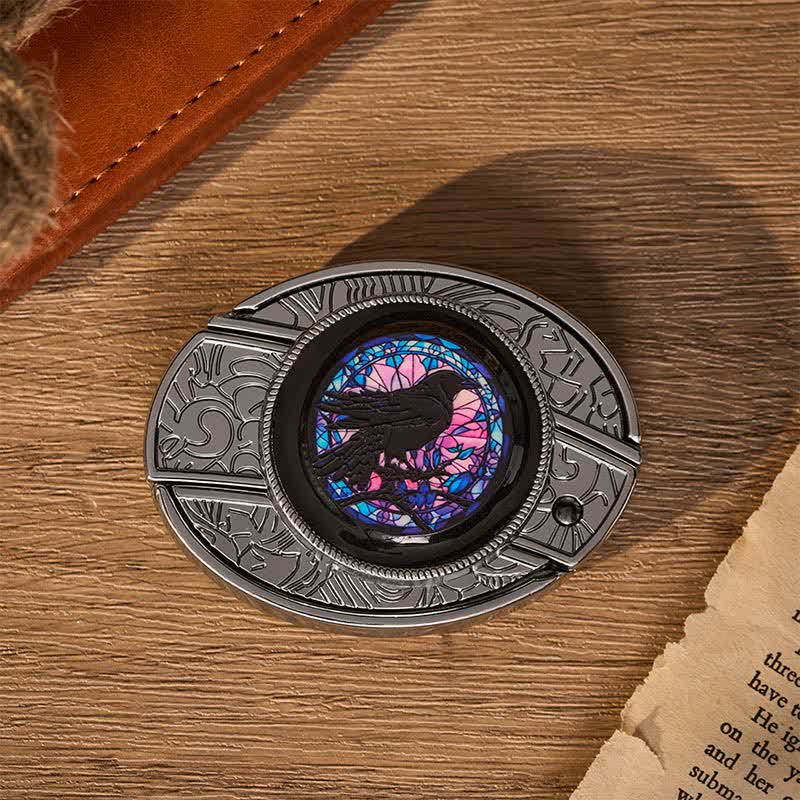Cintura in pelle con fibbia a coltello pieghevole nascosto fai-da-te Midnight Raven's Window - image 9