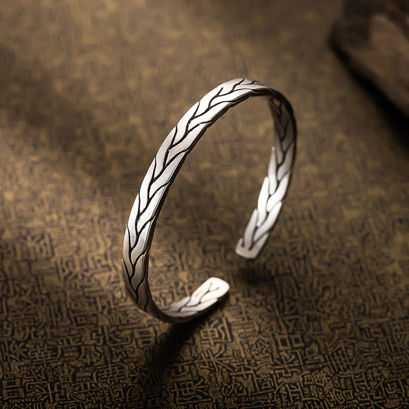 Bracciale regolabile minimalista retrò intrecciato a spiga di grano - image 2