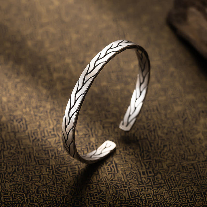 Bracciale regolabile minimalista retrò intrecciato a spiga di grano - image 2