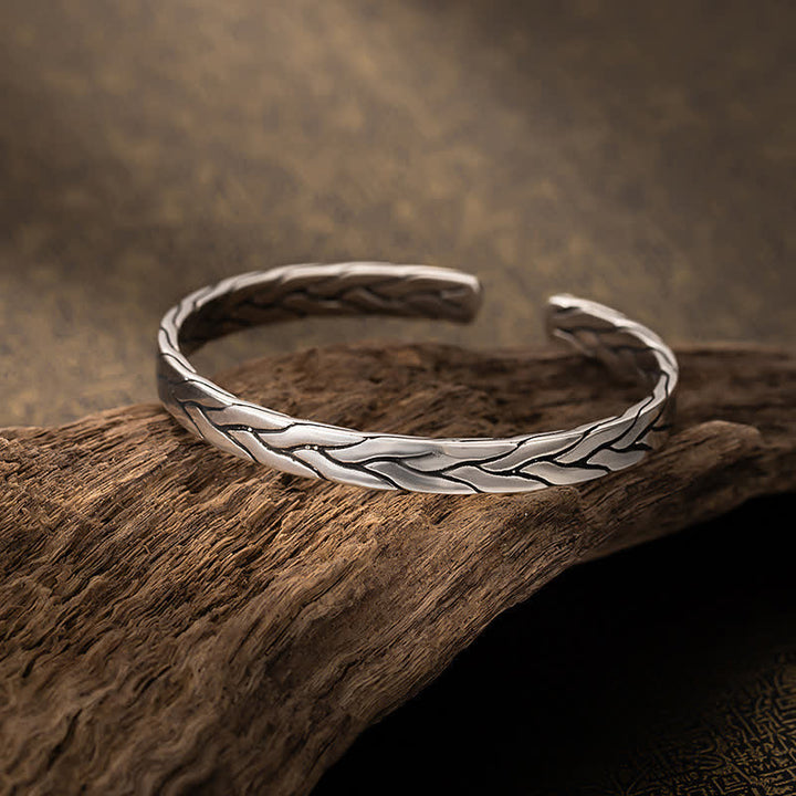 Bracciale regolabile minimalista retrò intrecciato a spiga di grano - image 1