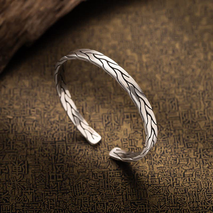 Bracciale regolabile minimalista retrò intrecciato a spiga di grano - Argento - image 0