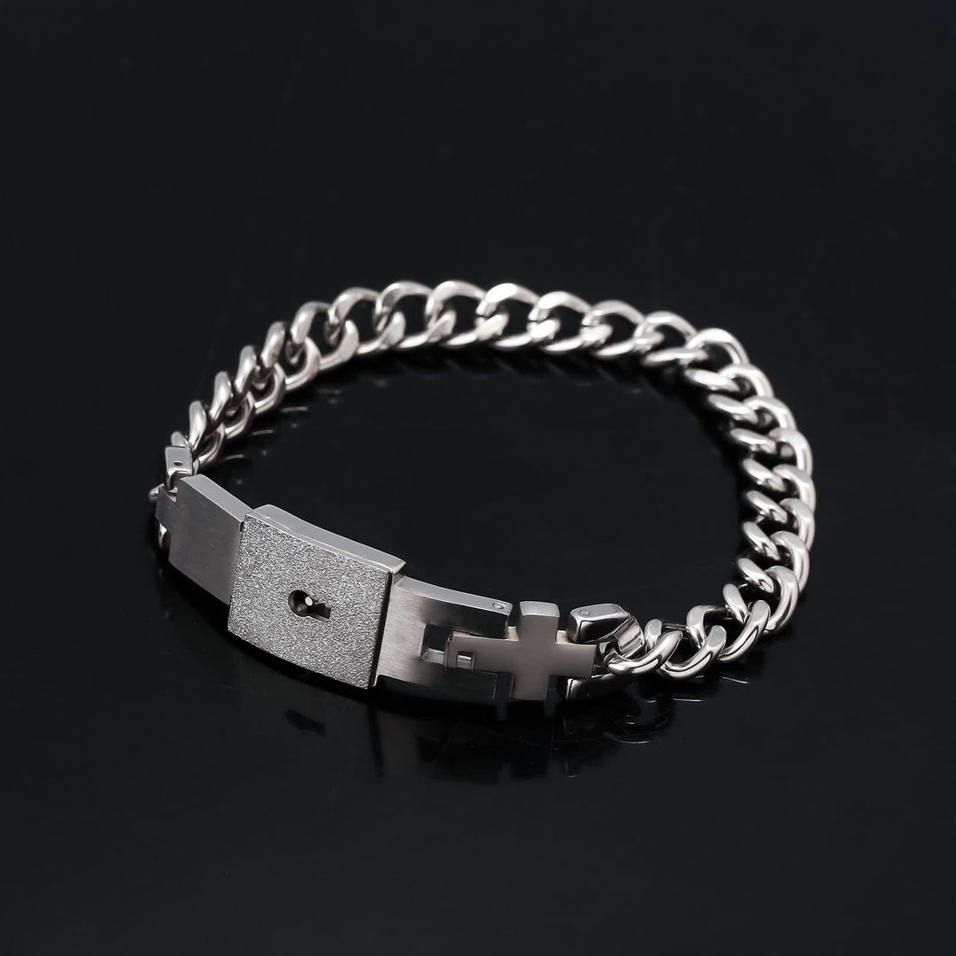 Set di 2 braccialetti coordinati per coppie con lucchetto a forma di cuore e chiave intrecciati - image 5