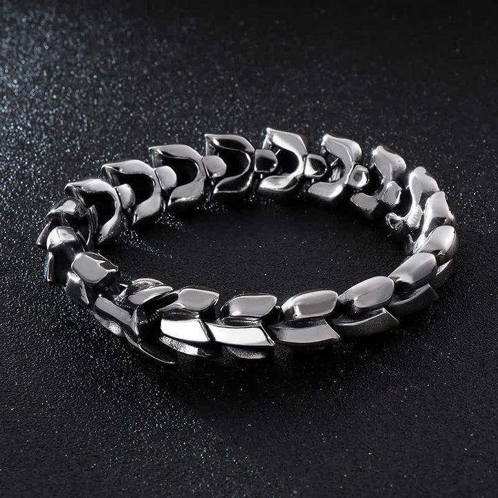 Bracciale cubano da uomo punk grosso e pesante con scaglie di drago - Argento - 9,45" / 24 cm - image 0