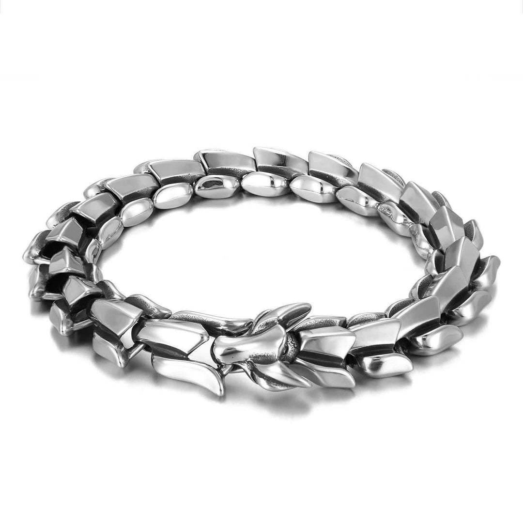 Bracciale cubano da uomo punk grosso e pesante con scaglie di drago - image 1