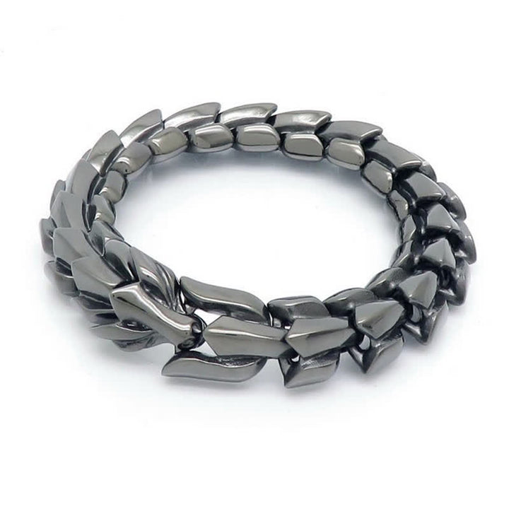 Bracciale cubano da uomo punk grosso e pesante con scaglie di drago - Grigio - 8,66" / 22 cm - image 6