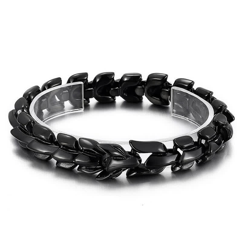 Bracciale cubano da uomo punk grosso e pesante con scaglie di drago - Nero - 8,66" / 22 cm - image 5