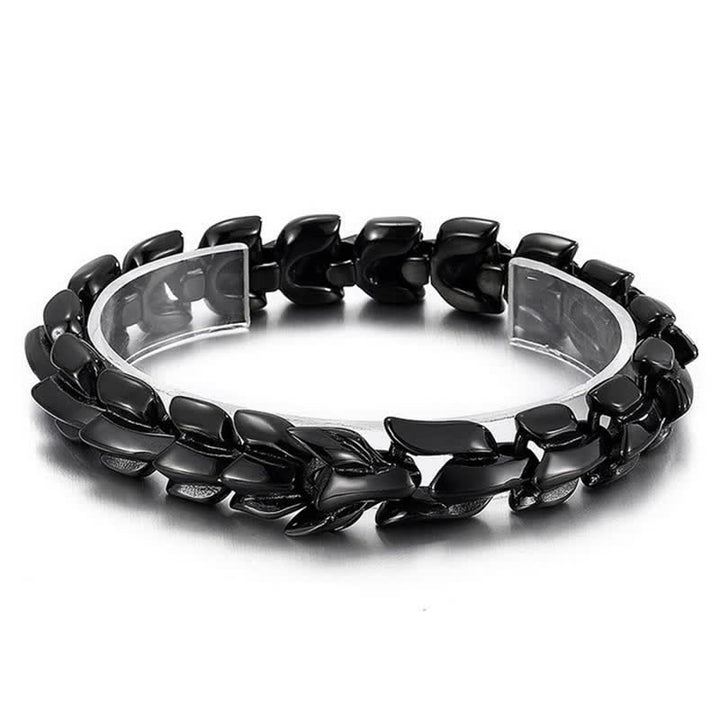 Bracciale cubano da uomo punk grosso e pesante con scaglie di drago - Nero - 8,66" / 22 cm - image 5