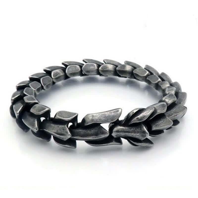 Bracciale cubano da uomo punk grosso e pesante con scaglie di drago - Nero ossidato - 9,06" / 23 cm - image 3