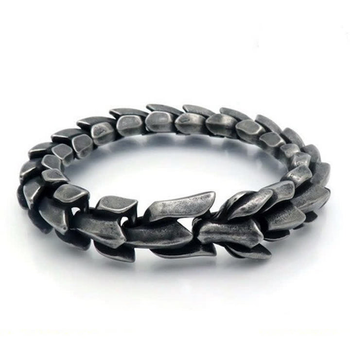 Bracciale cubano da uomo punk grosso e pesante con scaglie di drago - Nero ossidato - 9,06" / 23 cm - image 3
