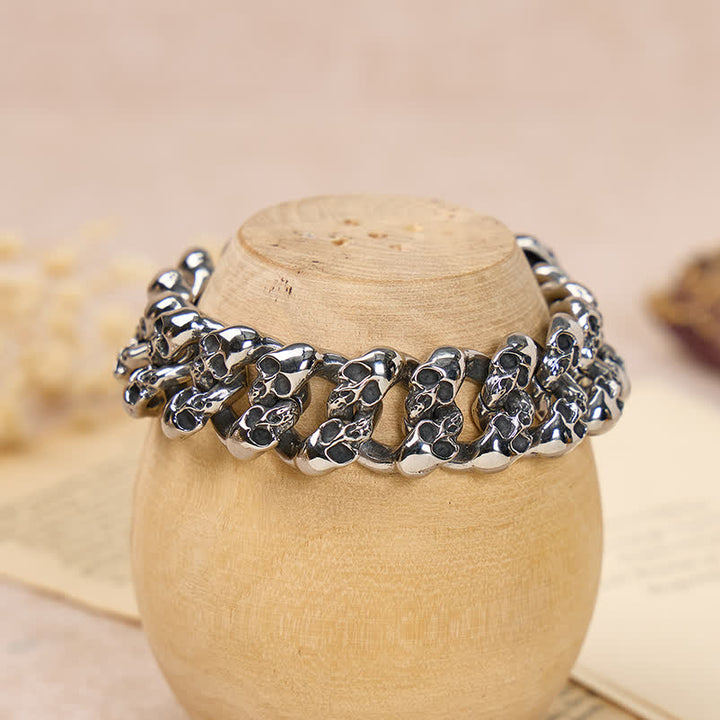 Bracciale da uomo Hip Hop Skull Legion con catena cubana - image 2