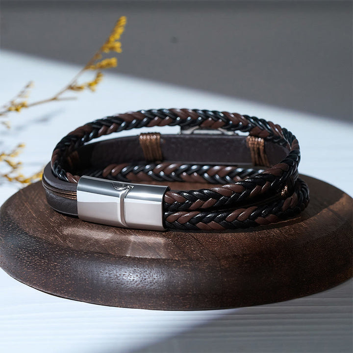 Bracciale da uomo in pelle nera stile sud-occidentale con conchos turchesi - image 5