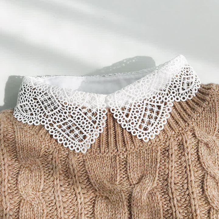 Grazioso colletto finto removibile in chiffon con pizzo all'uncinetto da donna. - image 2