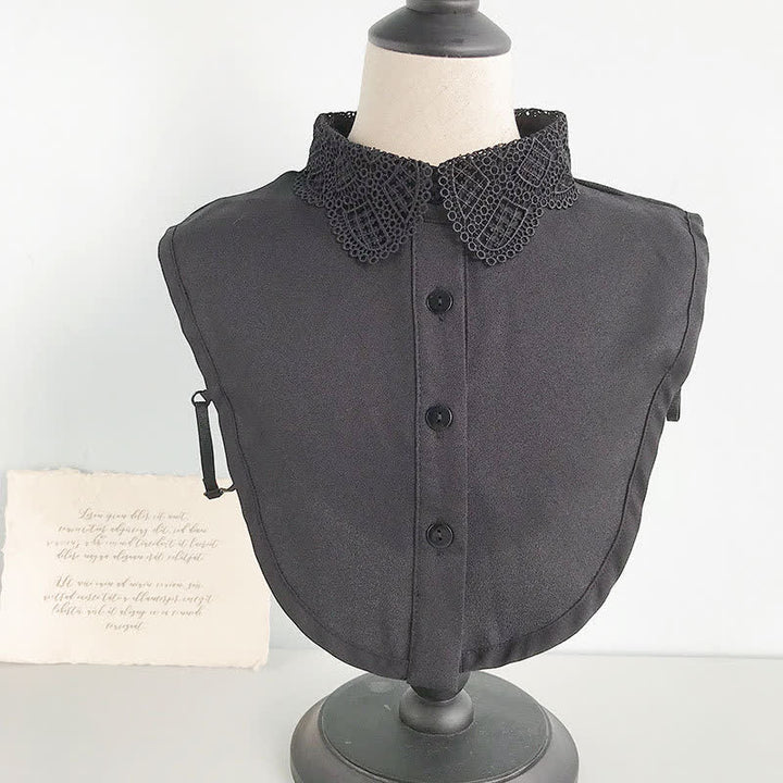 Grazioso colletto finto removibile in chiffon con pizzo all'uncinetto da donna. - Stile n. 1 - Nero - Taglia unica - image 3