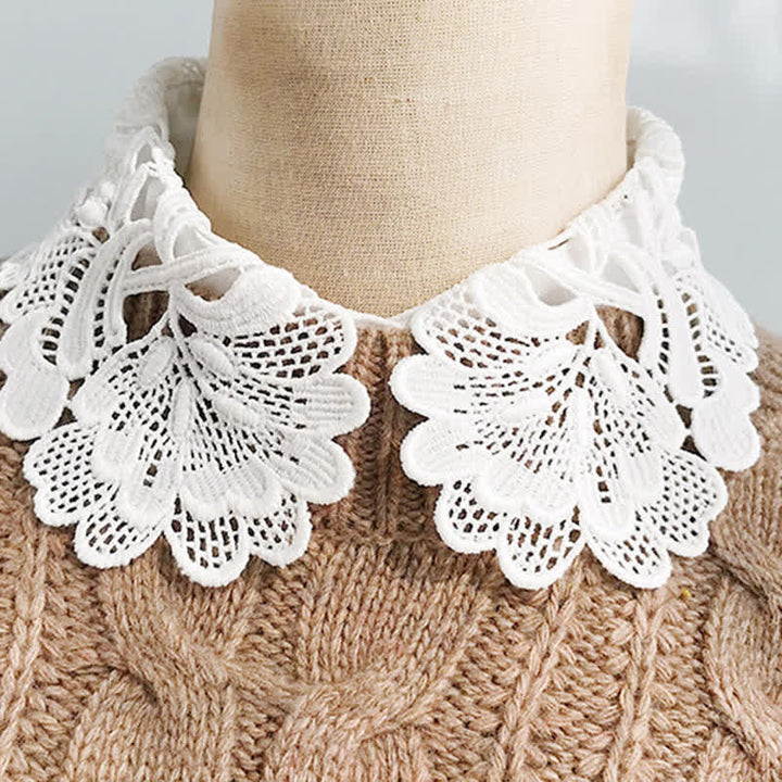 Grazioso colletto finto removibile in chiffon con pizzo all'uncinetto da donna. - image 13