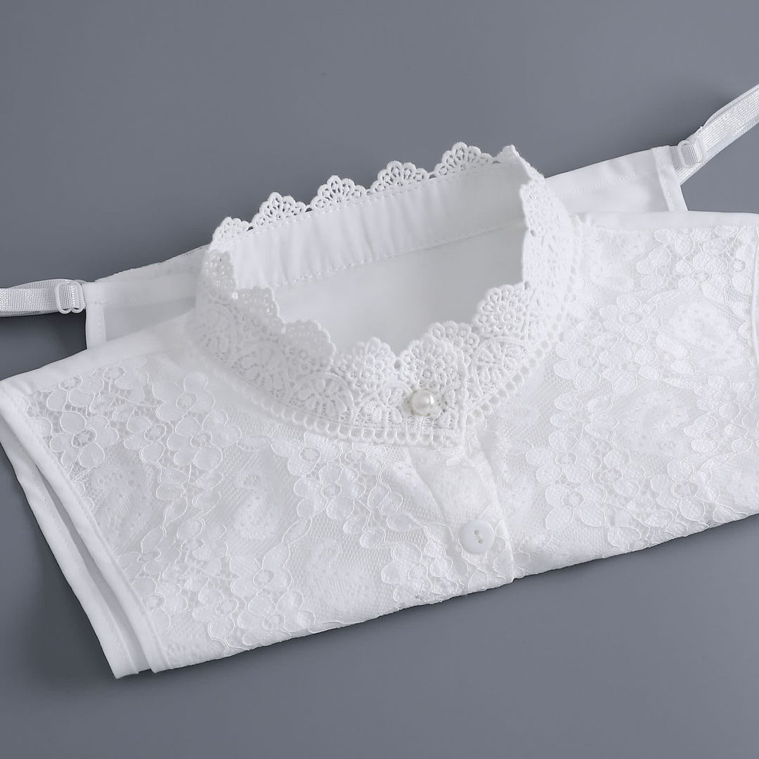 Colletto finto staccabile in pizzo floreale stile vittoriano da donna - image 6