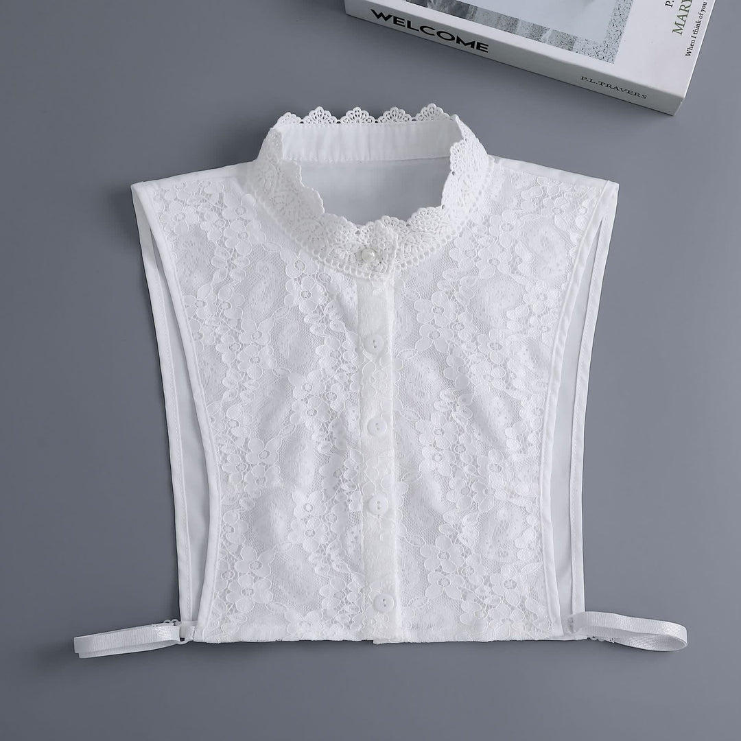 Colletto finto staccabile in pizzo floreale stile vittoriano da donna - Bianco - Taglia unica - image 2