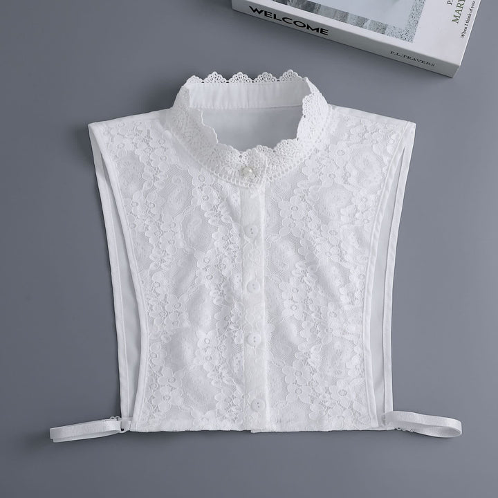 Colletto finto staccabile in pizzo floreale stile vittoriano da donna - Bianco - Taglia unica - image 2