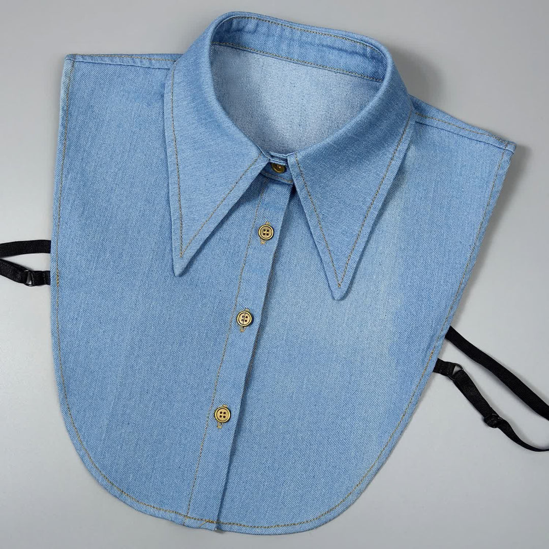 Classico colletto finto a punta staccabile in denim - Blu celeste - Taglia unica - image 5