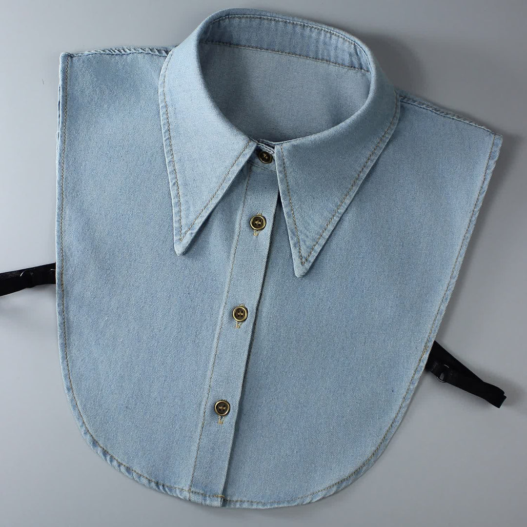 Classico colletto finto a punta staccabile in denim - Azzurro chiaro - Taglia unica - image 1