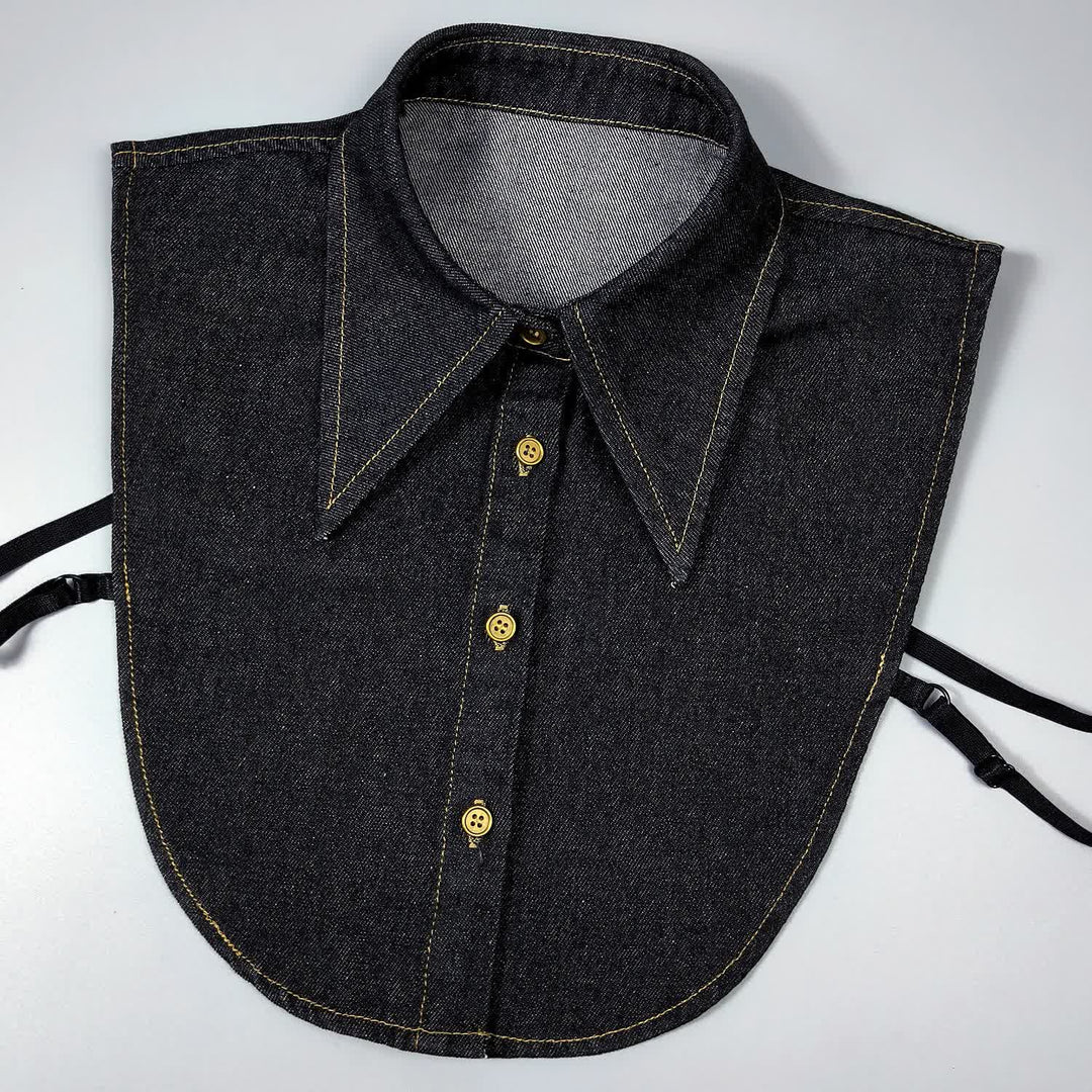 Classico colletto finto a punta staccabile in denim - Nero - Taglia unica - image 4