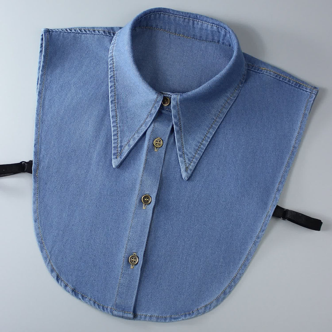 Classico colletto finto a punta staccabile in denim - Blu reale - Taglia unica - image 3