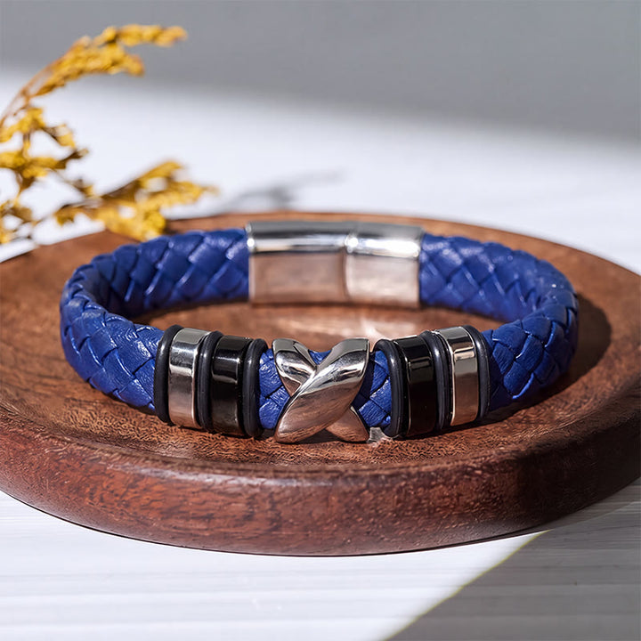 Bracciale vintage in pelle con perline in lega, stile multi-stile. - Modello n. 1 - Blu/Nero - 7,87-8,86 pollici / 200-225 mm - image 14