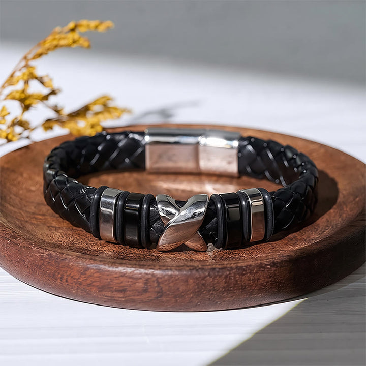 Bracciale vintage in pelle con perline in lega, stile multi-stile. - Stile n. 1 - Nero / Nero - 7,87-8,86 pollici / 200-225 mm - image 9