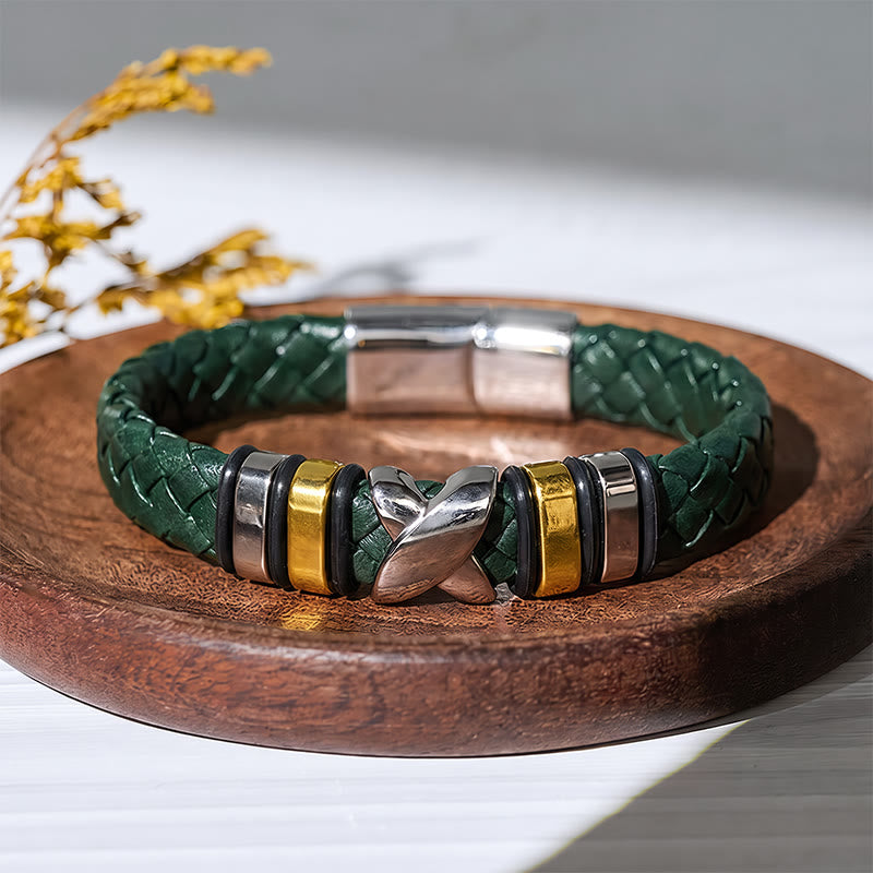 Bracciale vintage in pelle con perline in lega, stile multi-stile. - Stile n. 1 - Verde/Oro - 7,87-8,86 pollici / 200-225 mm - image 17