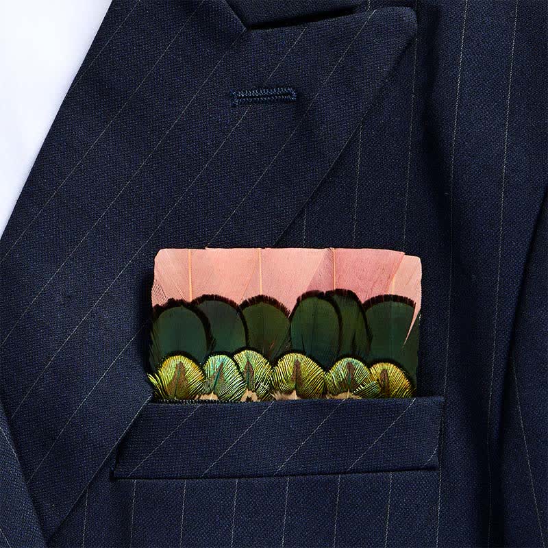 Fazzoletto da taschino con bordo smerlato color rosa antico e verde foresta. - Rosa e verde - image 0