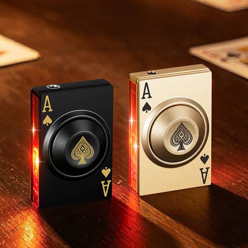 Accendino a butano antistress con asso reale girevole e luce LED - image 1