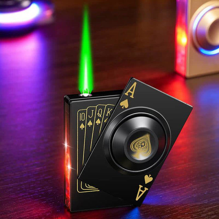 Accendino a butano antistress con asso reale girevole e luce LED - image 10