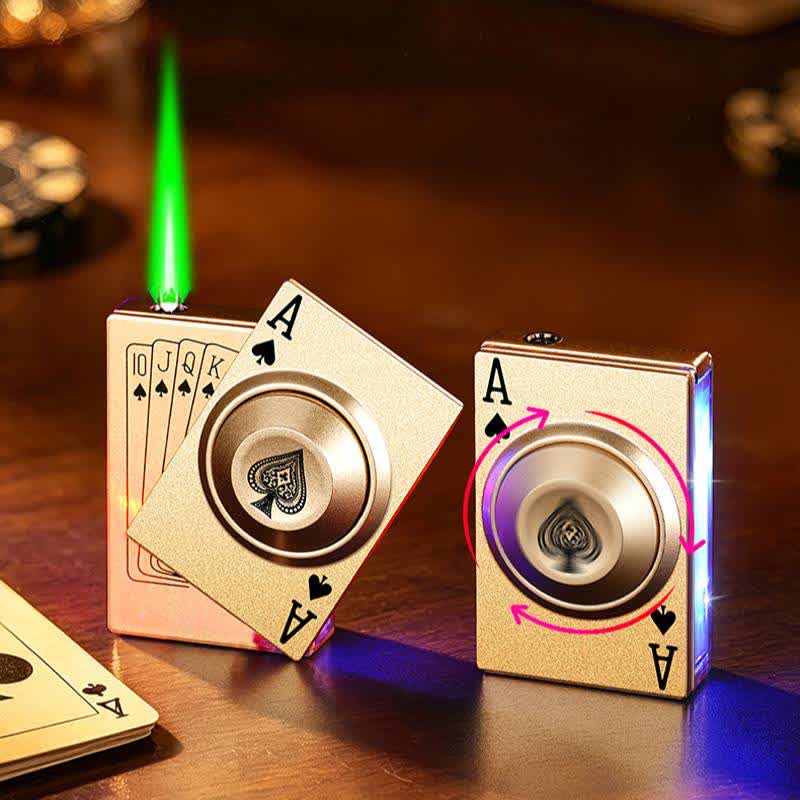 Accendino a butano antistress con asso reale girevole e luce LED - image 0