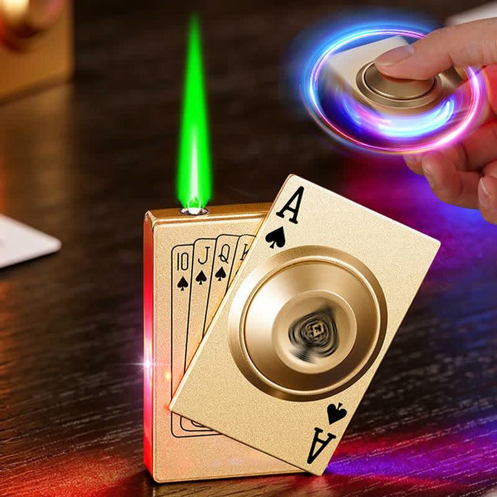 Accendino a butano antistress con asso reale girevole e luce LED - image 4